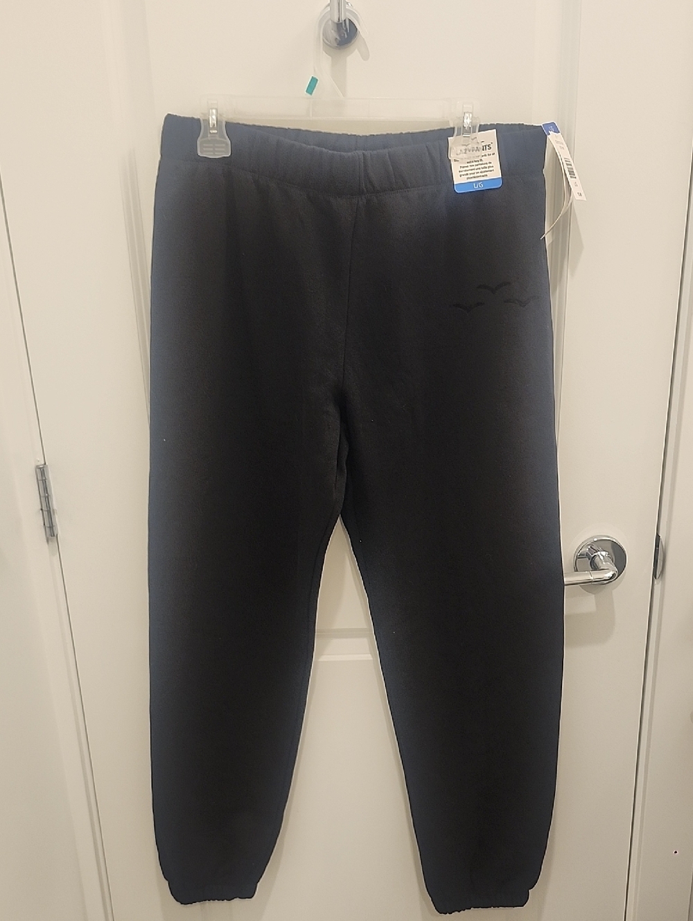 Lazypants Womens Black Sweatpants Elastic Waistband Cuffed Size Large NWT